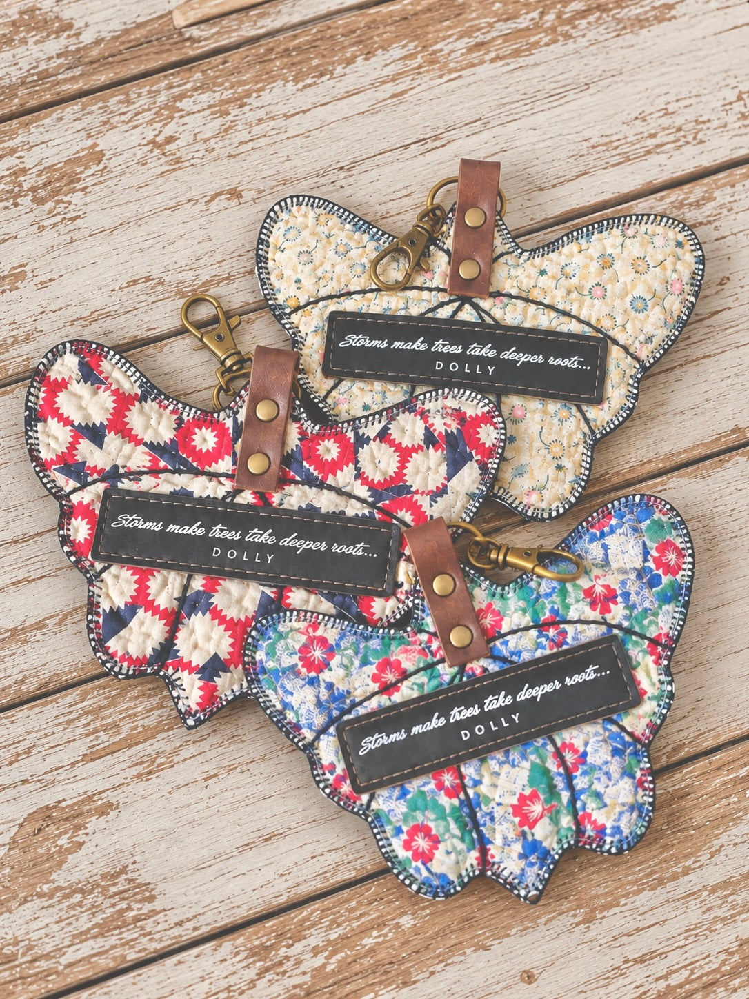 Dolly Feed Sack Butterfly Bag Charms (Set of 3)