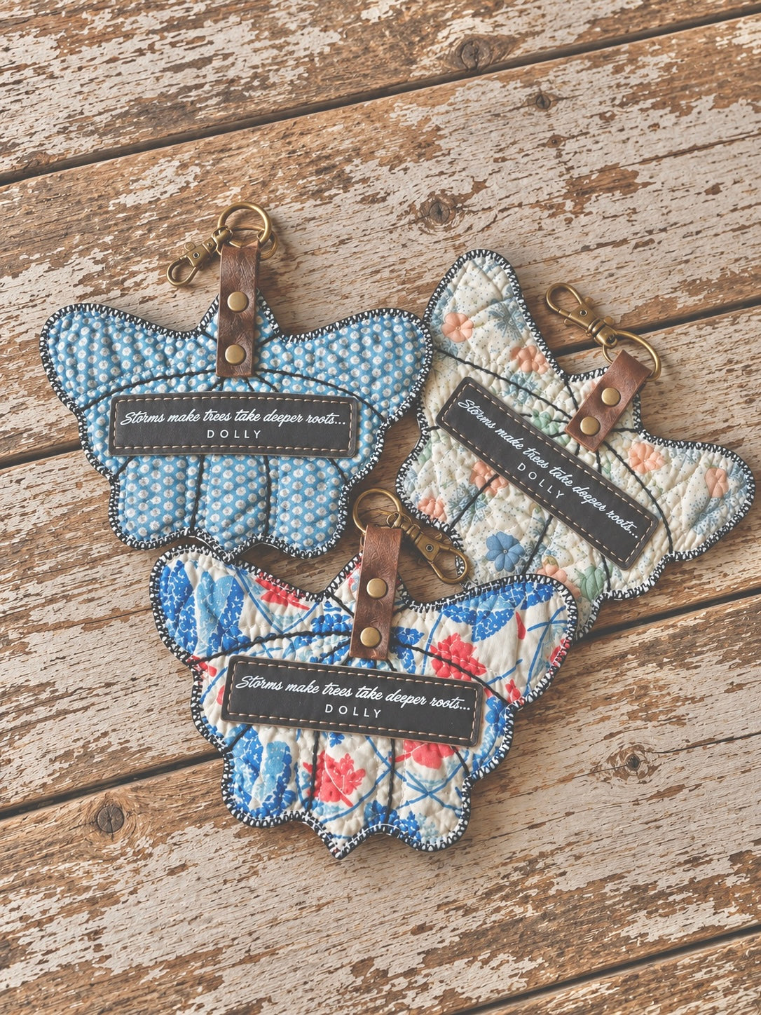 Dolly Feed Sack Butterfly Bag Charms (Set of 3)