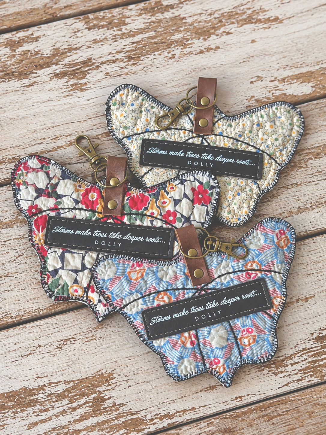Dolly Feed Sack Butterfly Bag Charms (Set of 3)