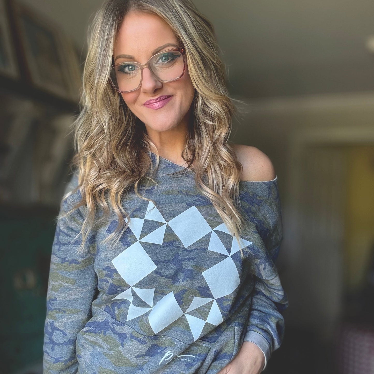 Quilt Block Slub Crewneck Sweatshirt