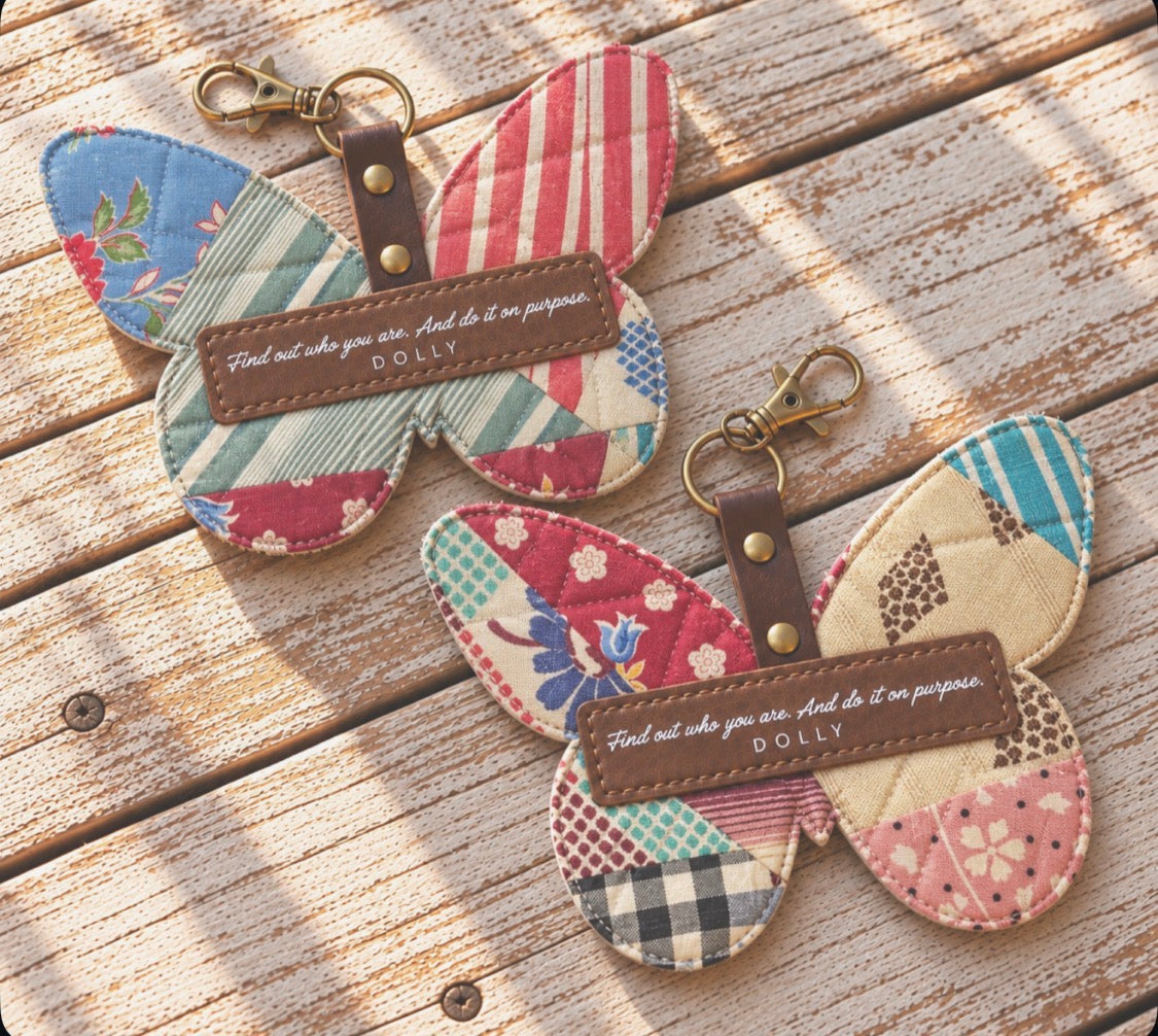 Dolly Feed Sack Butterfly Bag Charms (Set of 2)