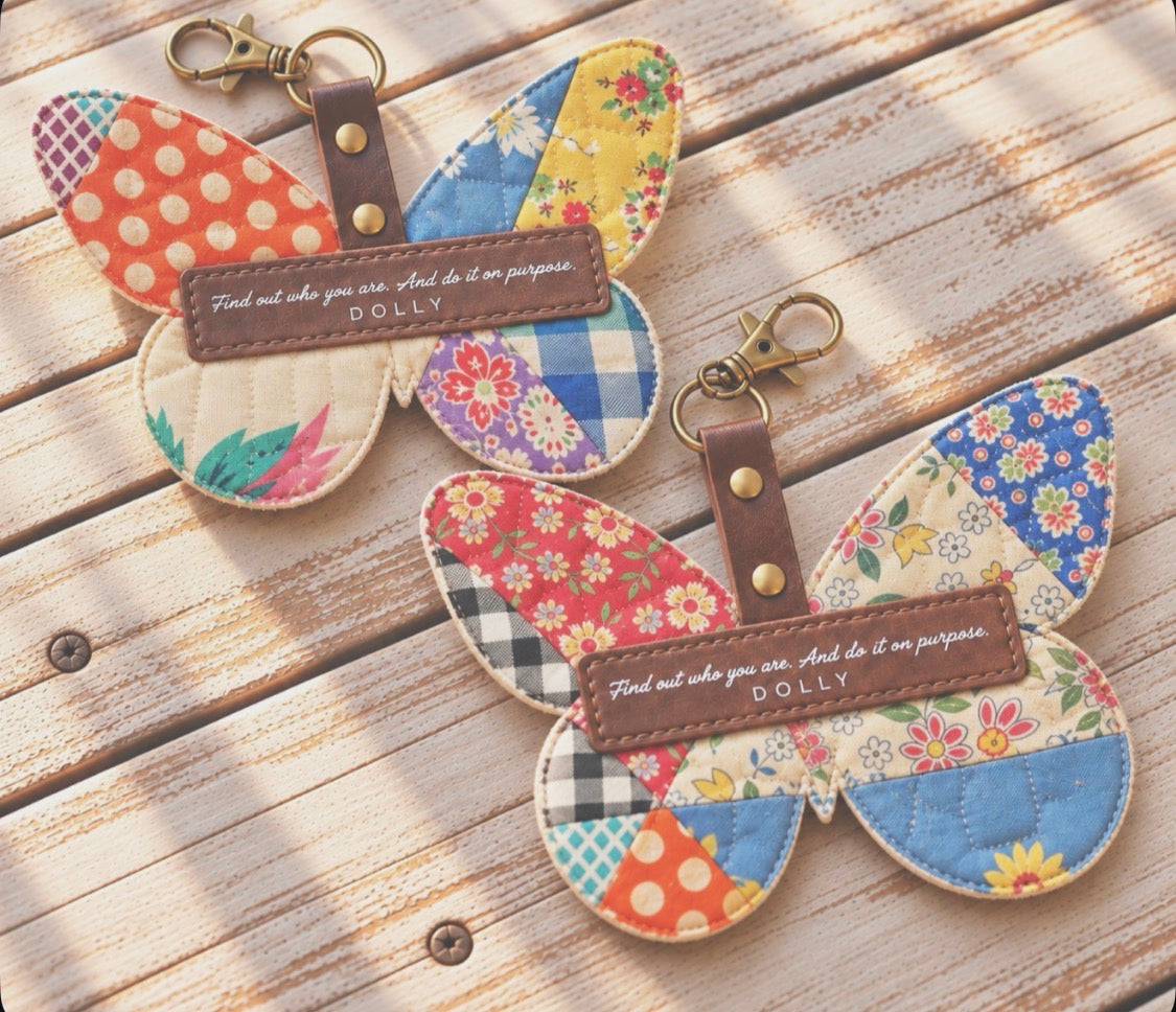 Dolly Feed Sack Butterfly Bag Charms (Set of 2)