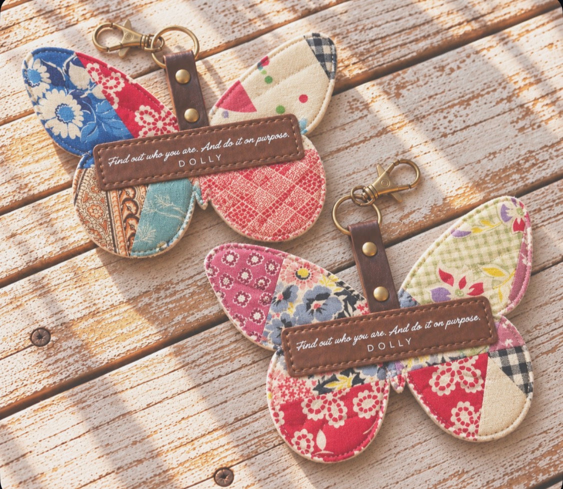 Dolly Feed Sack Butterfly Bag Charms (Set of 2)