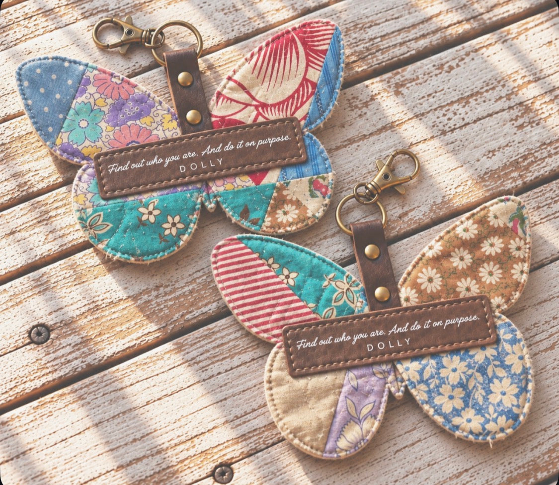 Dolly Feed Sack Butterfly Bag Charms (Set of 2)
