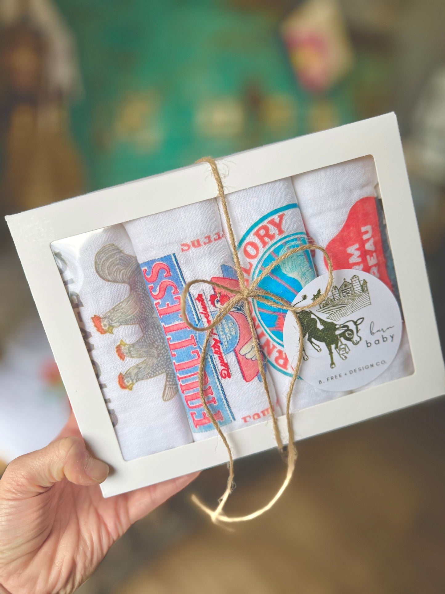 Barn Baby Collection- Feed Sack Burp Cloth Gift Set #2