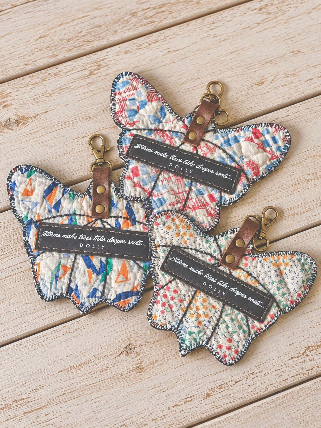 Dolly Feed Sack Butterfly Bag Charms (Set of 3)