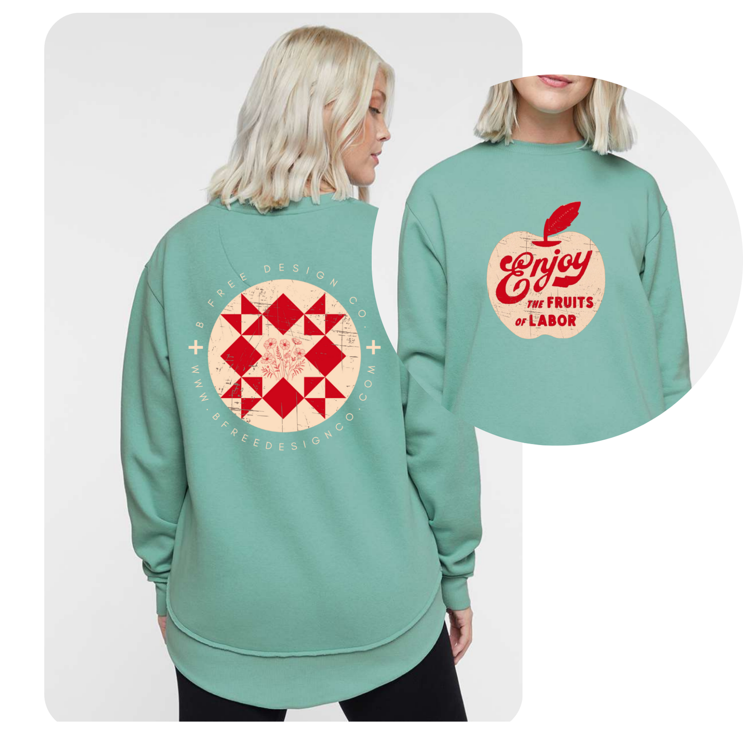 Fruits of Labor-B Free Design Co Logo Sweatshirt Turquoise