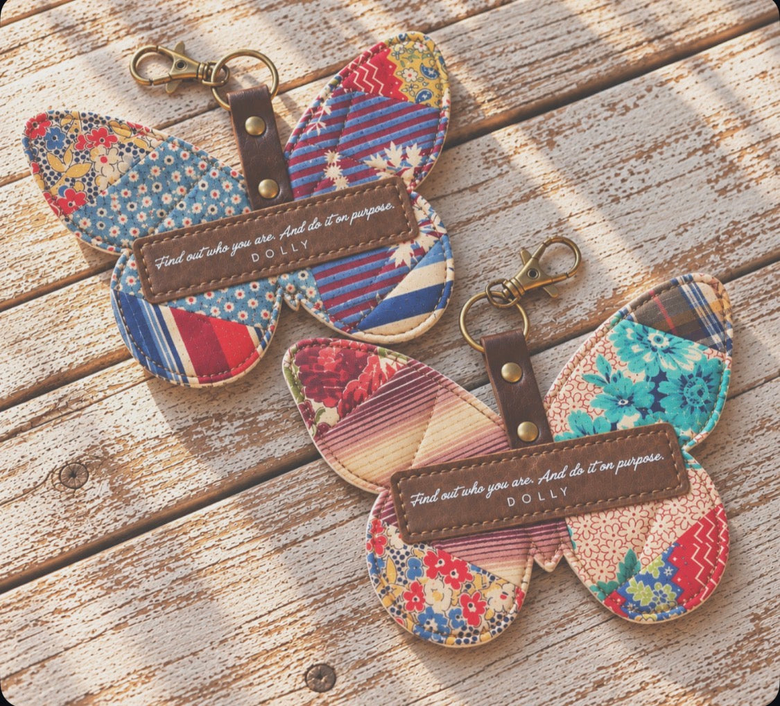 Dolly Feed Sack Butterfly Bag Charms (Set of 2)