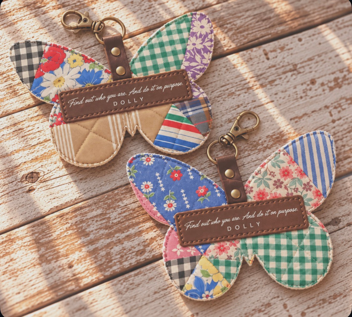 Dolly Feed Sack Butterfly Bag Charms (Set of 2)