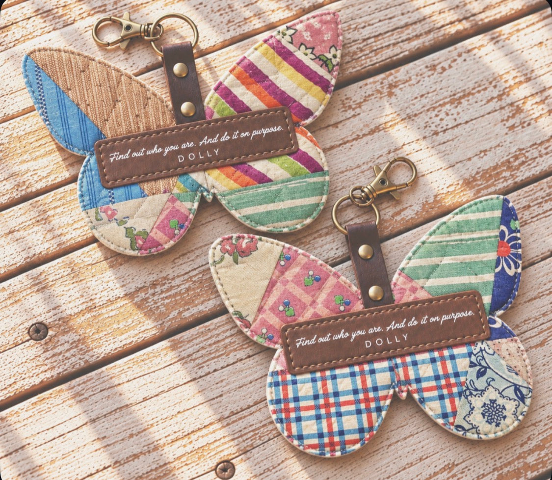 Dolly Feed Sack Butterfly Bag Charms (Set of 2)