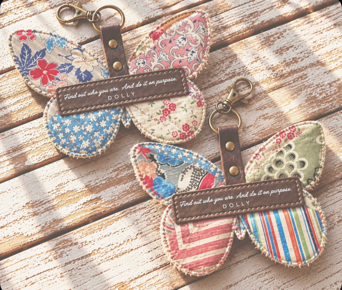 Dolly Feed Sack Butterfly Bag Charms (Set of 2)