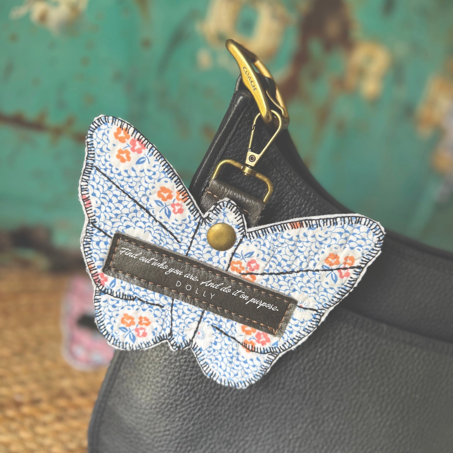 Dolly Feed Sack Butterfly Bag Charm 16